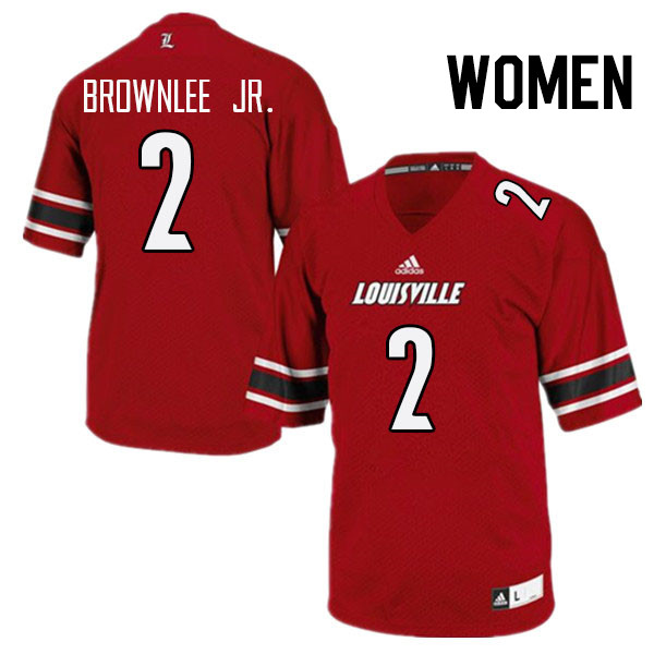 Women #2 Jarvis Brownlee Jr. Louisville Cardinals College Football Jerseys Stitched Sale-Red